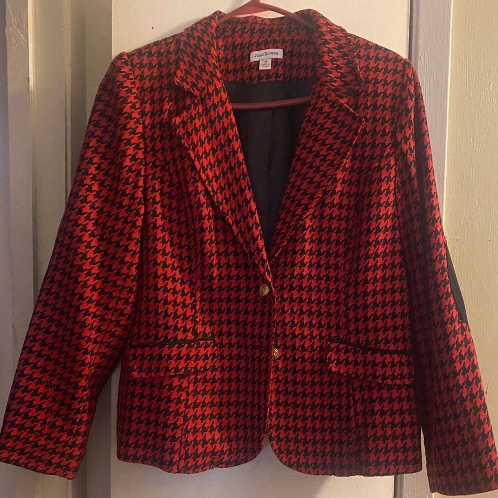 Houndstooth Red and Black blazer